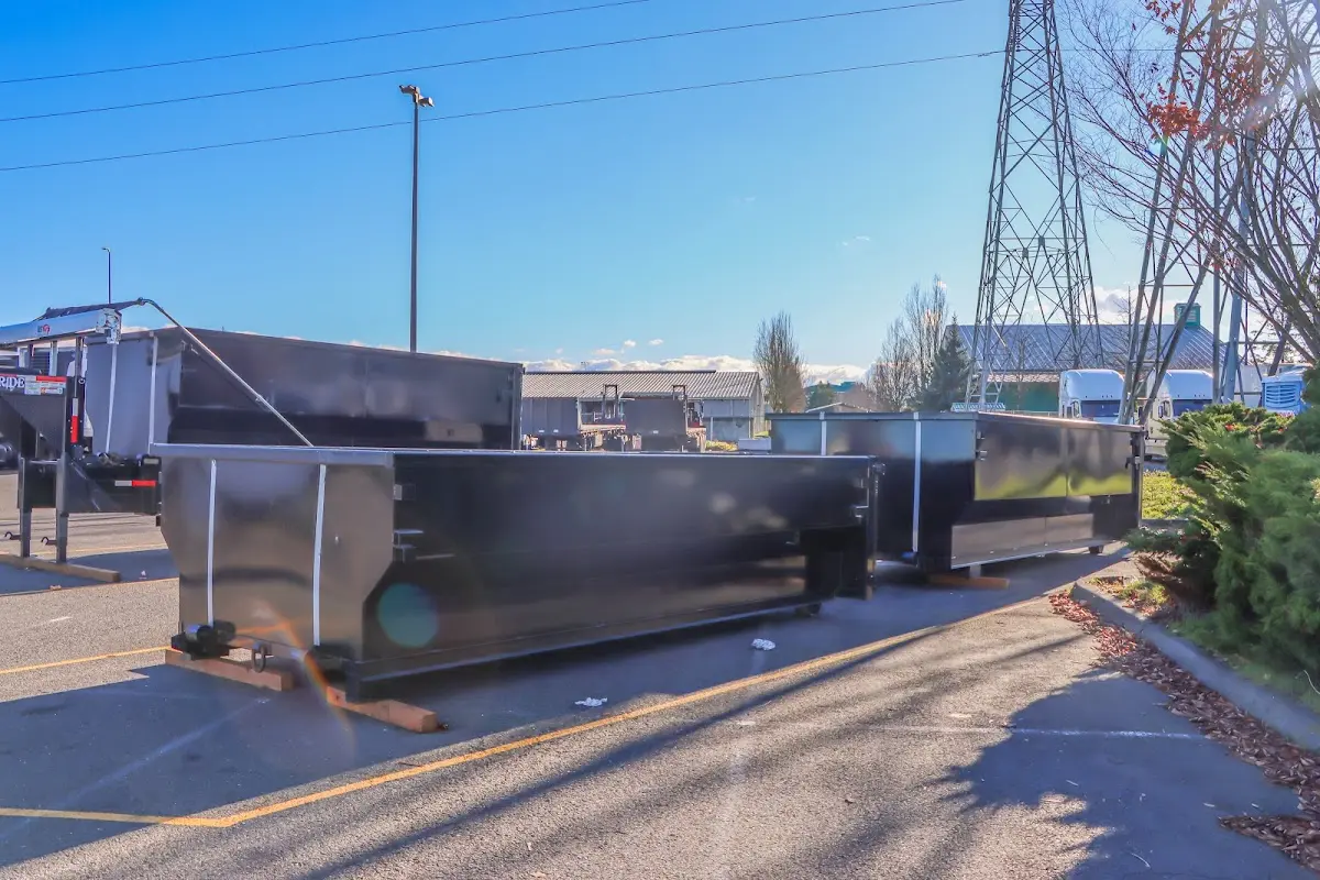 Roll-off dumpster ready for waste disposal at job site for Demolition Dumpster Rental in Allen Park